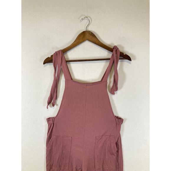 Coquette Vanilla Star Girls XL Dusty Rose Waffle Knit Tie Shoulder Overalls - Picture 4 of 8